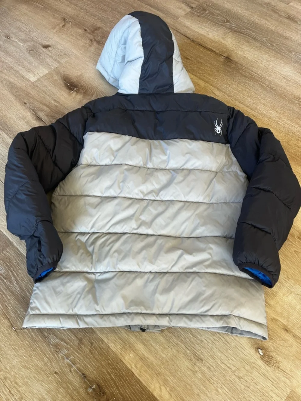 Spyder Navy & White Puffer Jacket with Red Accent Logo